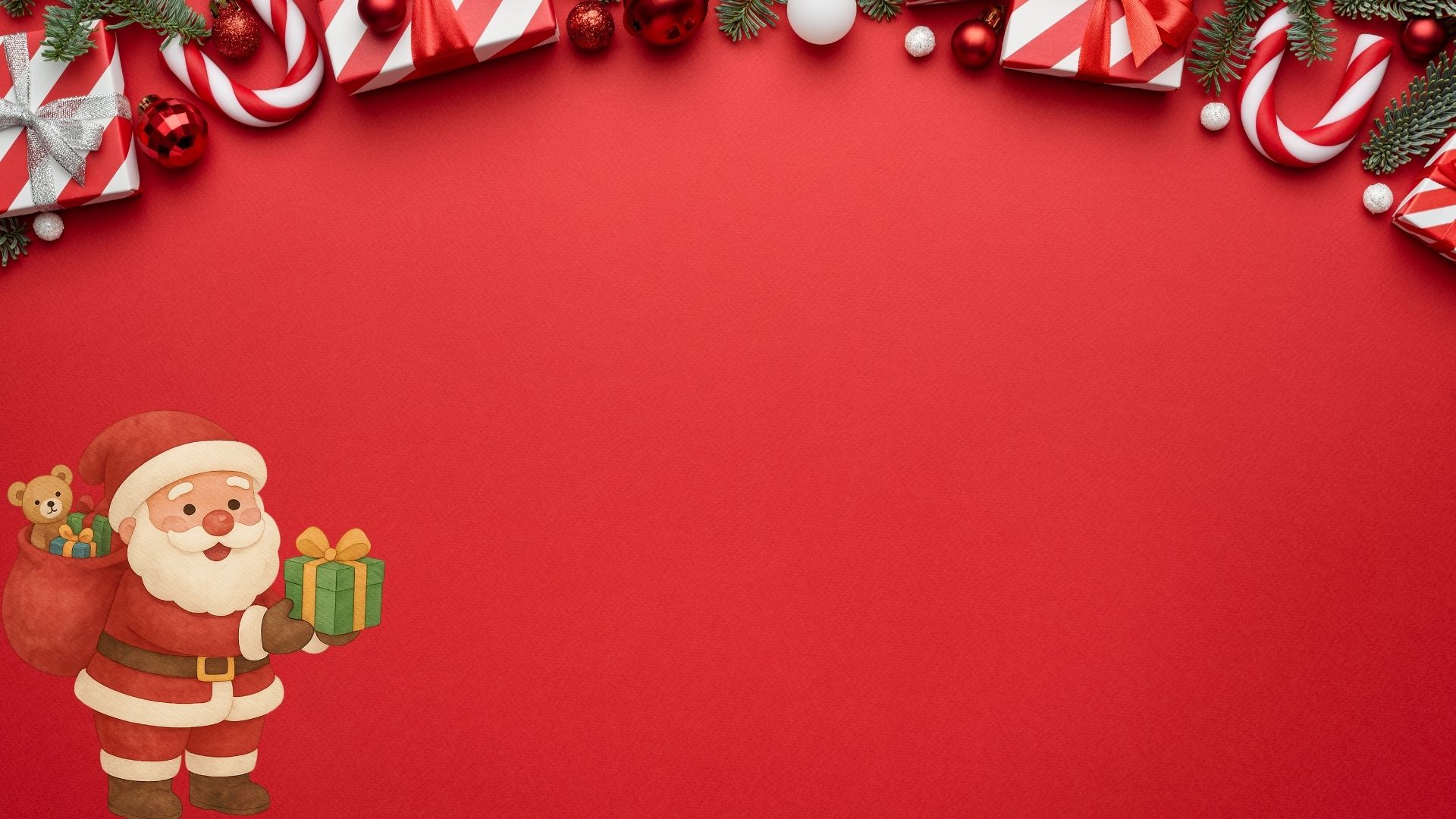 Red christmas background with santa