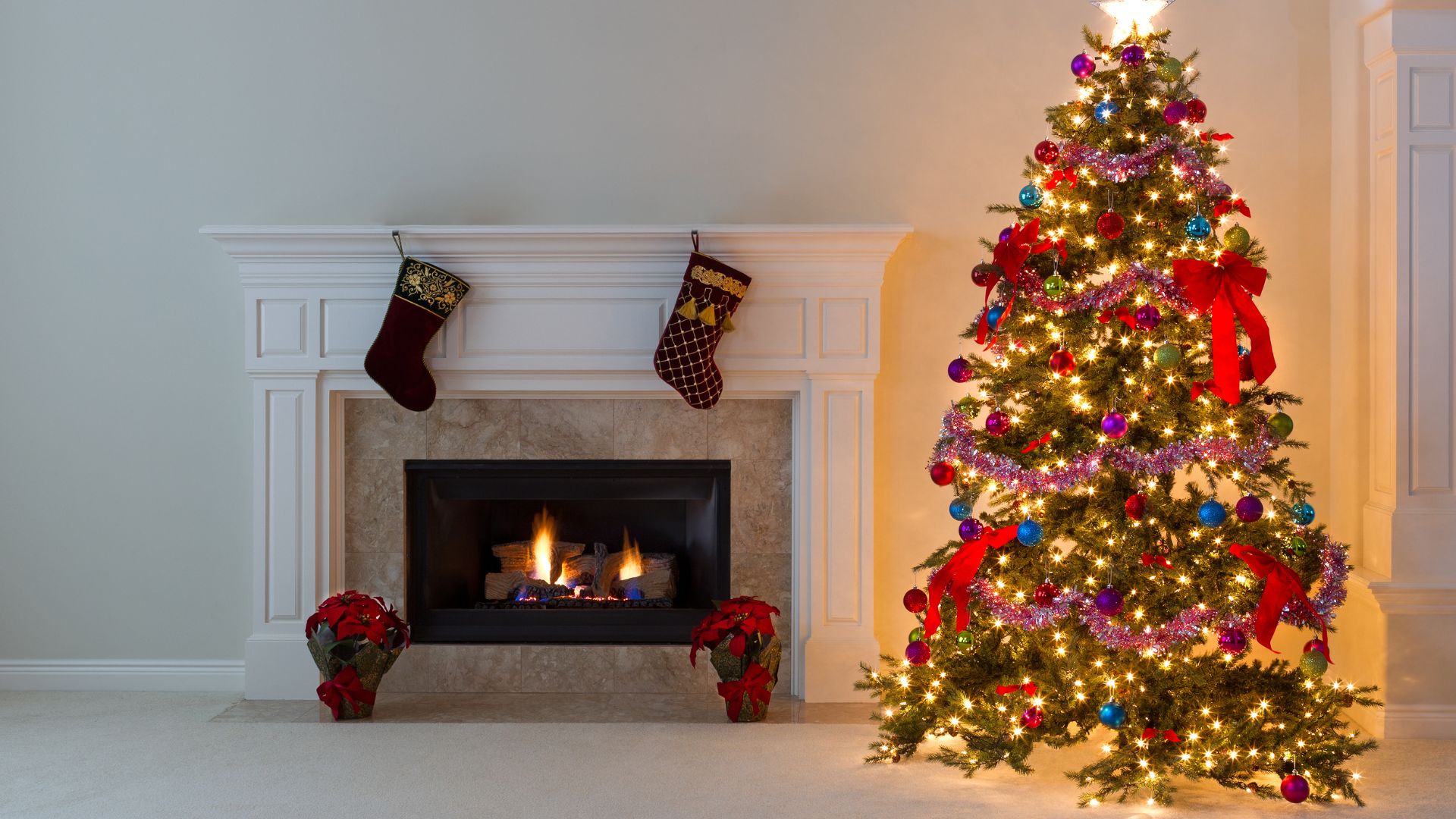 fireplace christmas decorations