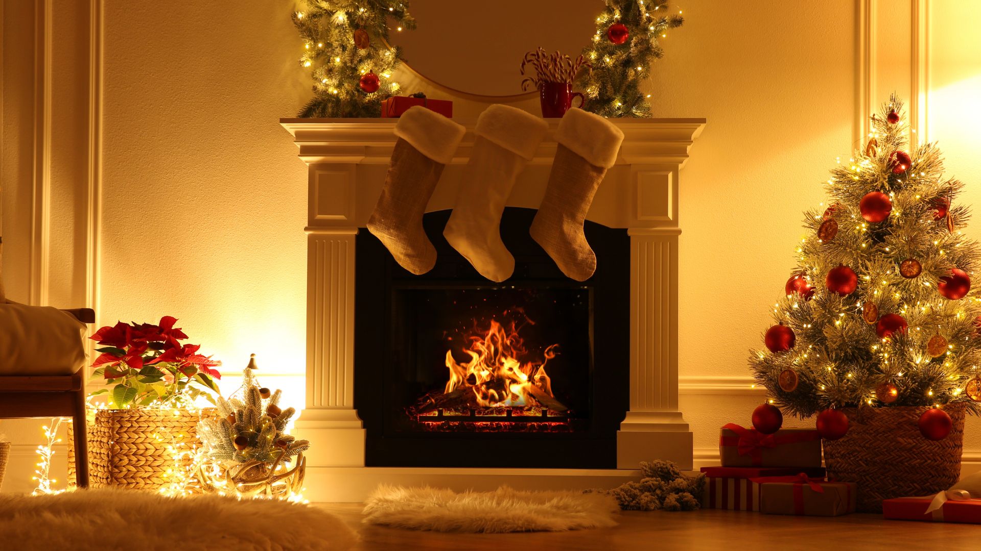 fireplace decorations christmas